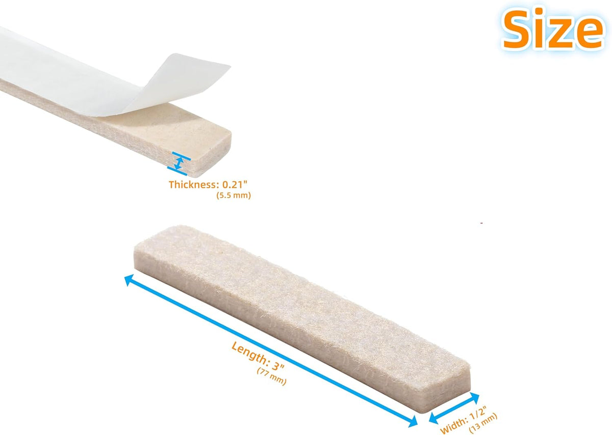 Furnigear Felt Strips with Adhesive Backing for Furniture - Felt Furniture Pads for Hardwood