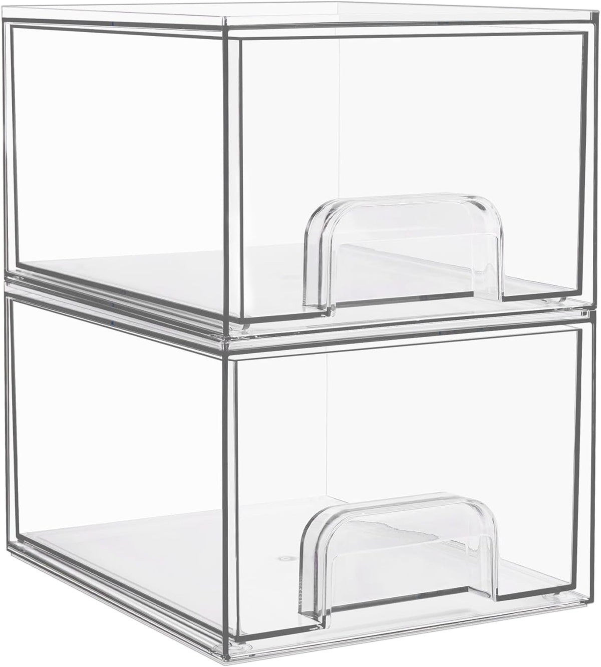Vtopmart 2 Pack Clear Stackable Storage Drawers, 4.4'' Tall Acrylic Bathroom Makeup