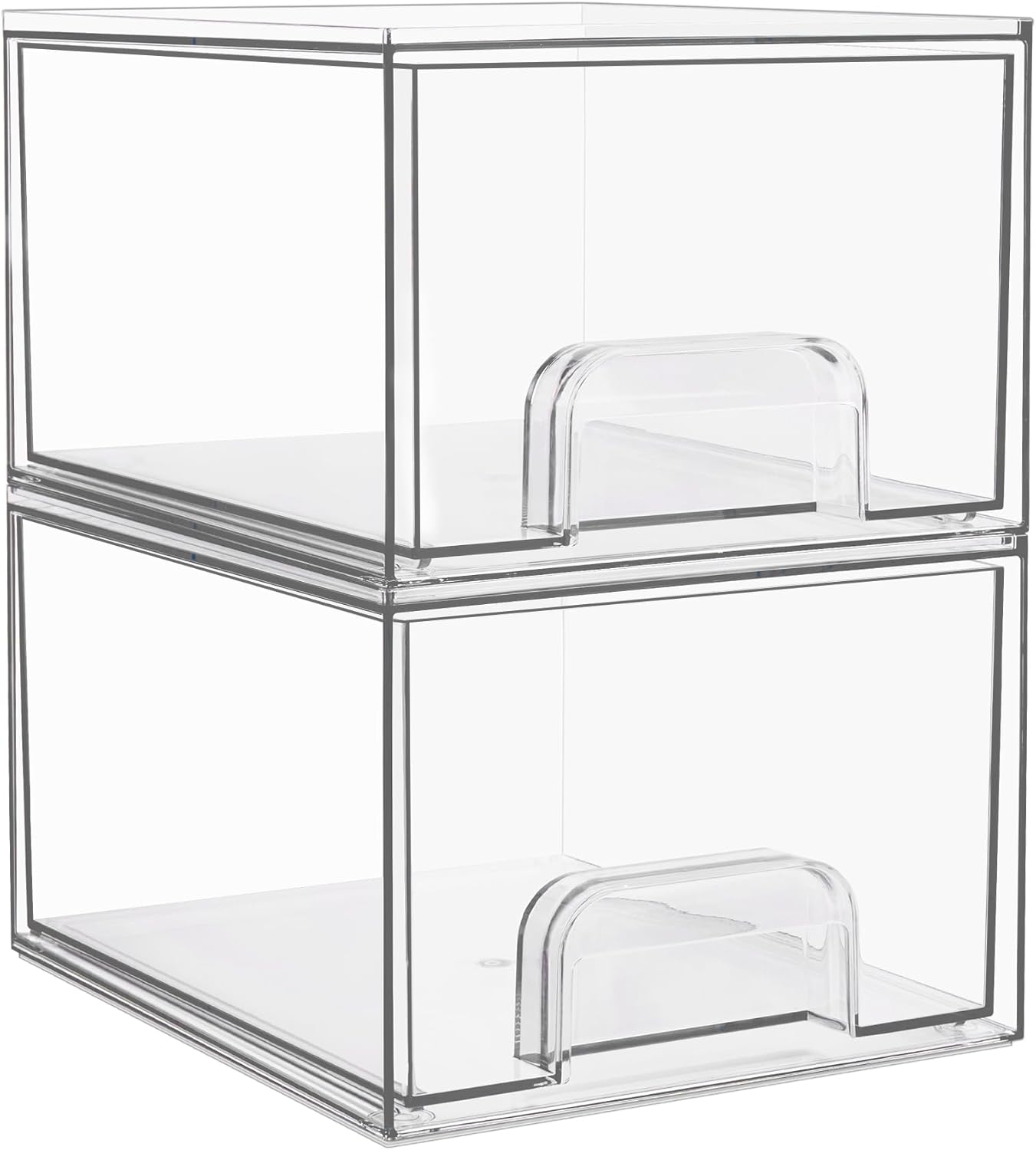 Vtopmart 2 Pack Clear Stackable Storage Drawers, 4.4'' Tall Acrylic Bathroom Makeup