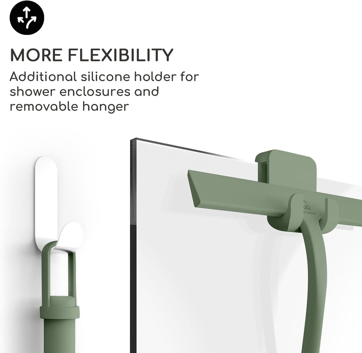 GÜTEWERK Shower Squeegee for Glass Doors, Silicone Window Squeegee, Bathroom and Glass Cleaning