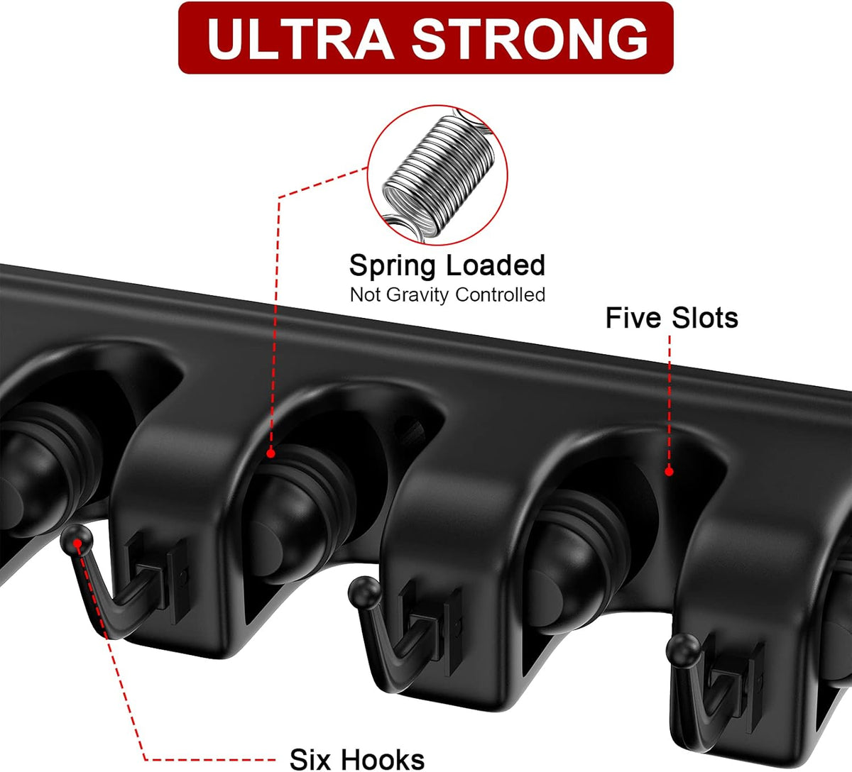 LETMY Broom Holder Wall Mount - Mop and Broom Hanger Holder - Garage Storage Rack & Garden Tool