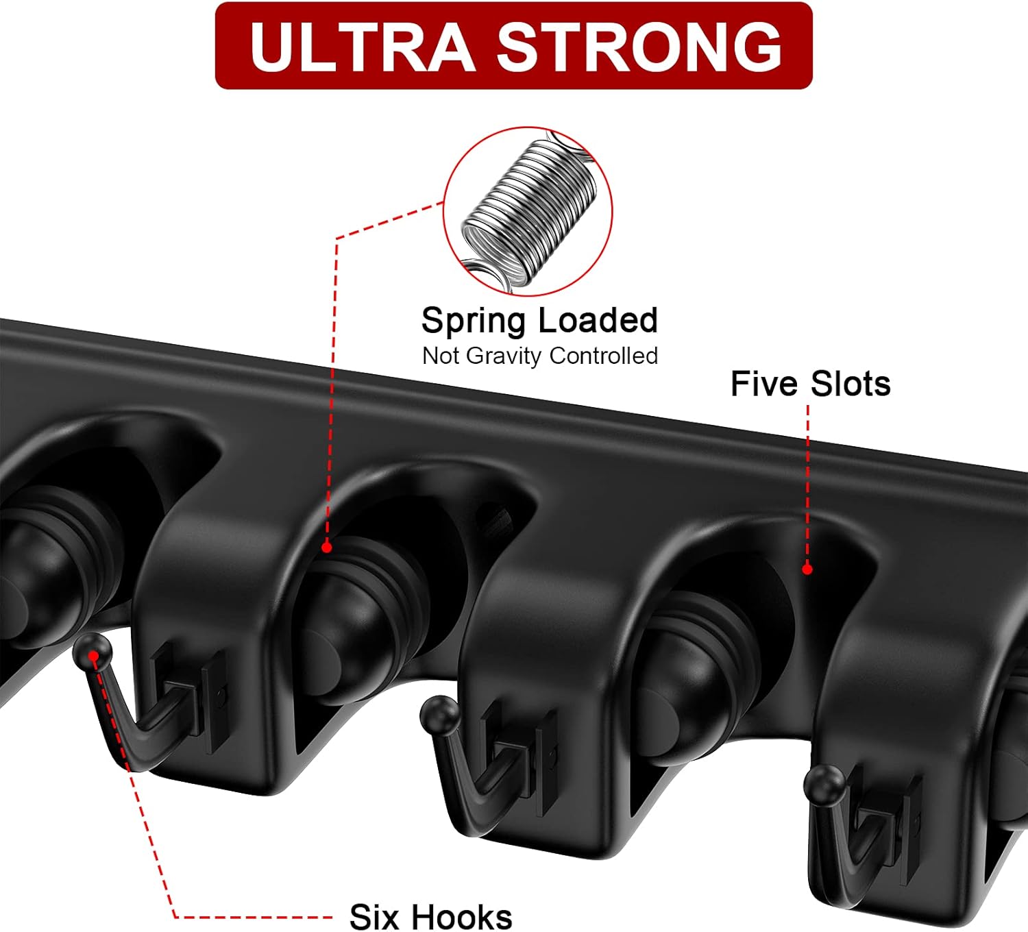 LETMY Broom Holder Wall Mount - Mop and Broom Hanger Holder - Garage Storage Rack & Garden Tool