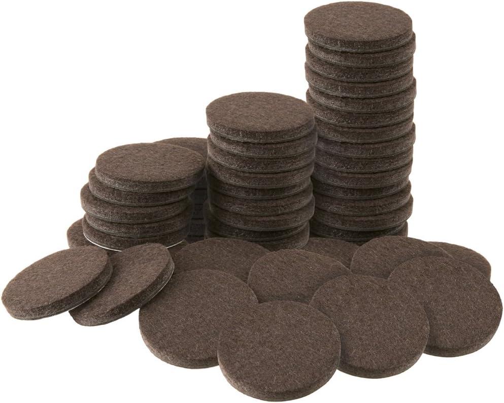SoftTouch 1" Round Felt Pads – Heavy Duty Self-Stick Furniture Floor Protectors for Hardwood, Tile