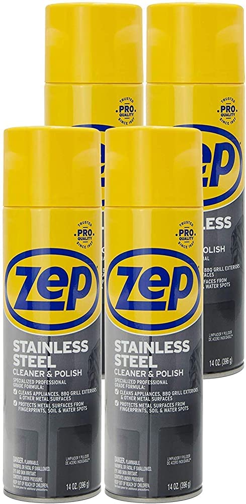 Zep Stainless Steel Cleaner and Polish 14 ounces (Case of 4) ZUSSTL14 - Protects Metal Surfaces