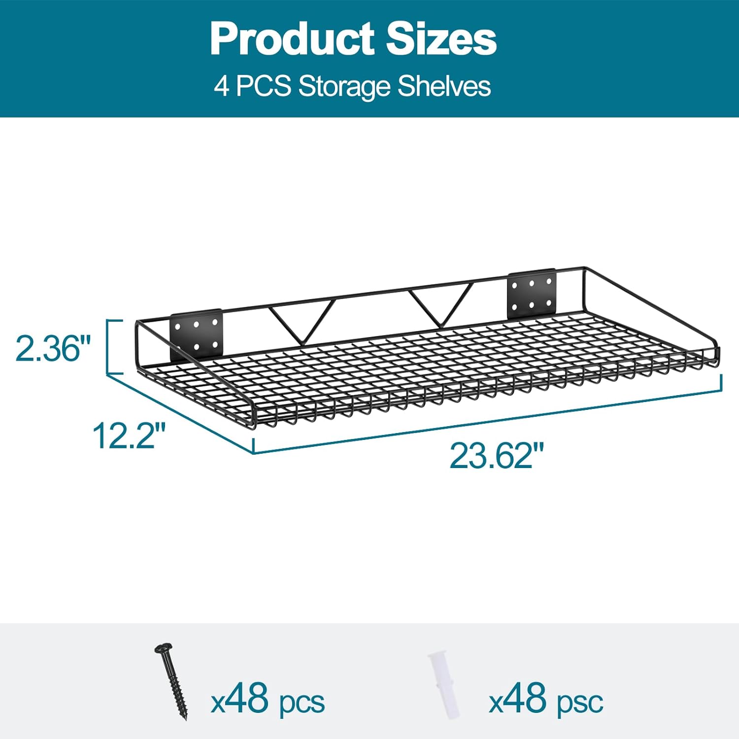 Garage Wall Shelving,4-Pack 12 Inch X 23.8 Inch,Can be Used for Garage, Closet, Laundry Room, Heavy
