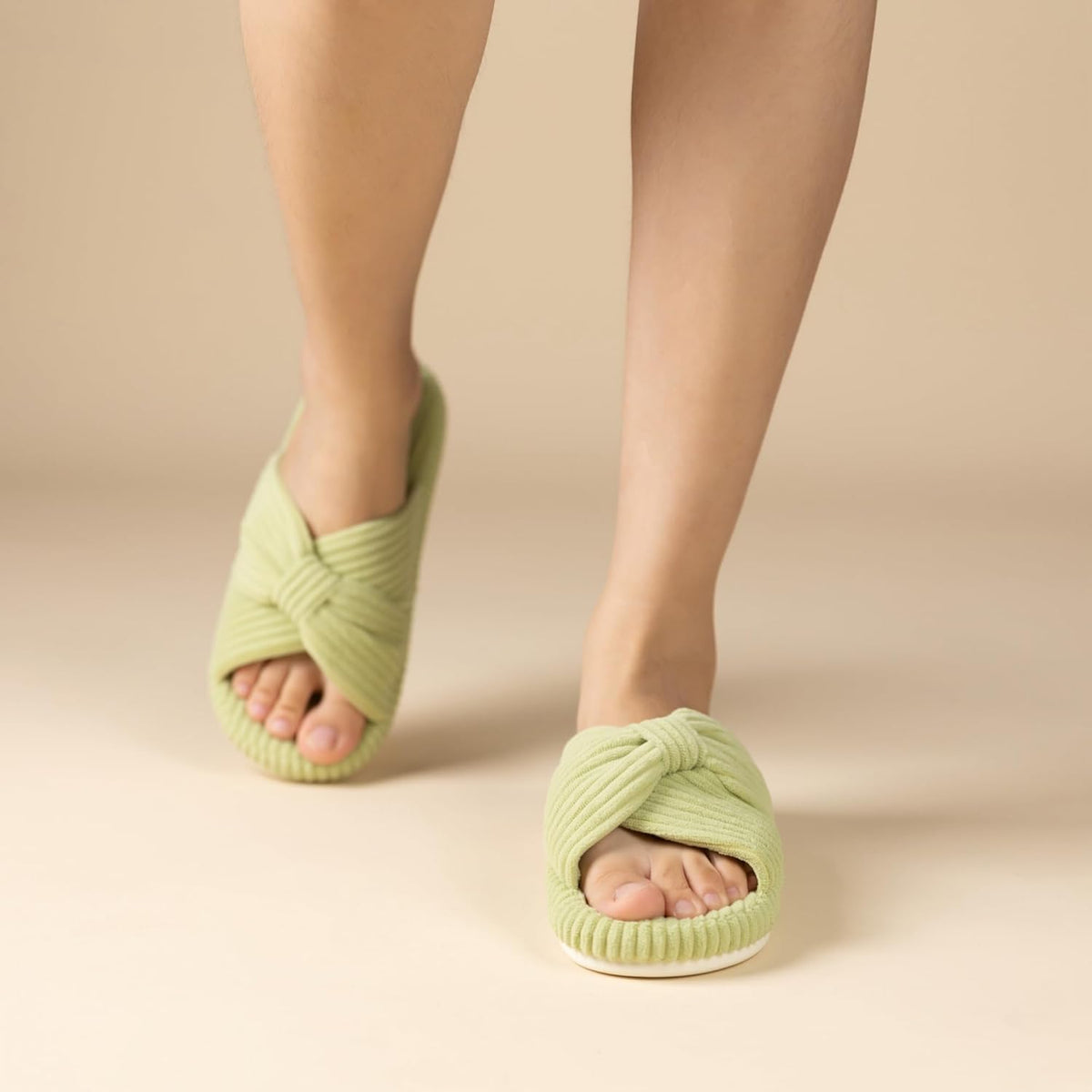Chantomoo Slippers for Women Memory Foam House Bedroom Corduroy Bow Crossbands Slide Slipper Shoes