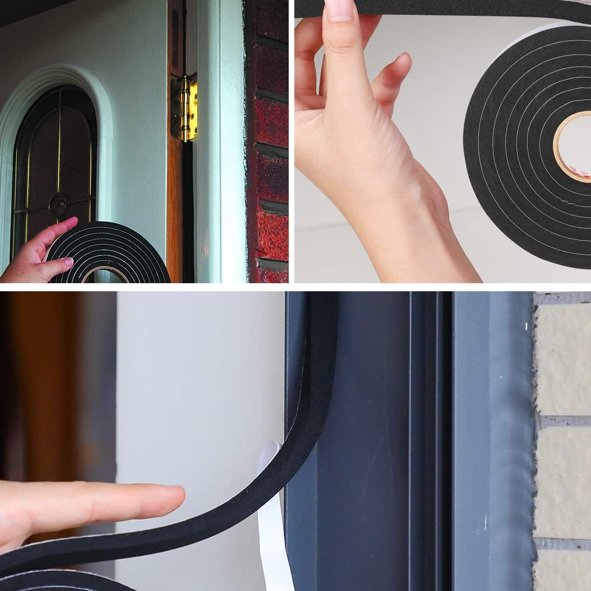 2 Rolls Weather Stripping Door Seal, 3/4'' W x 3/8'' T Foam Tape Close Cell, Single Sided Weather