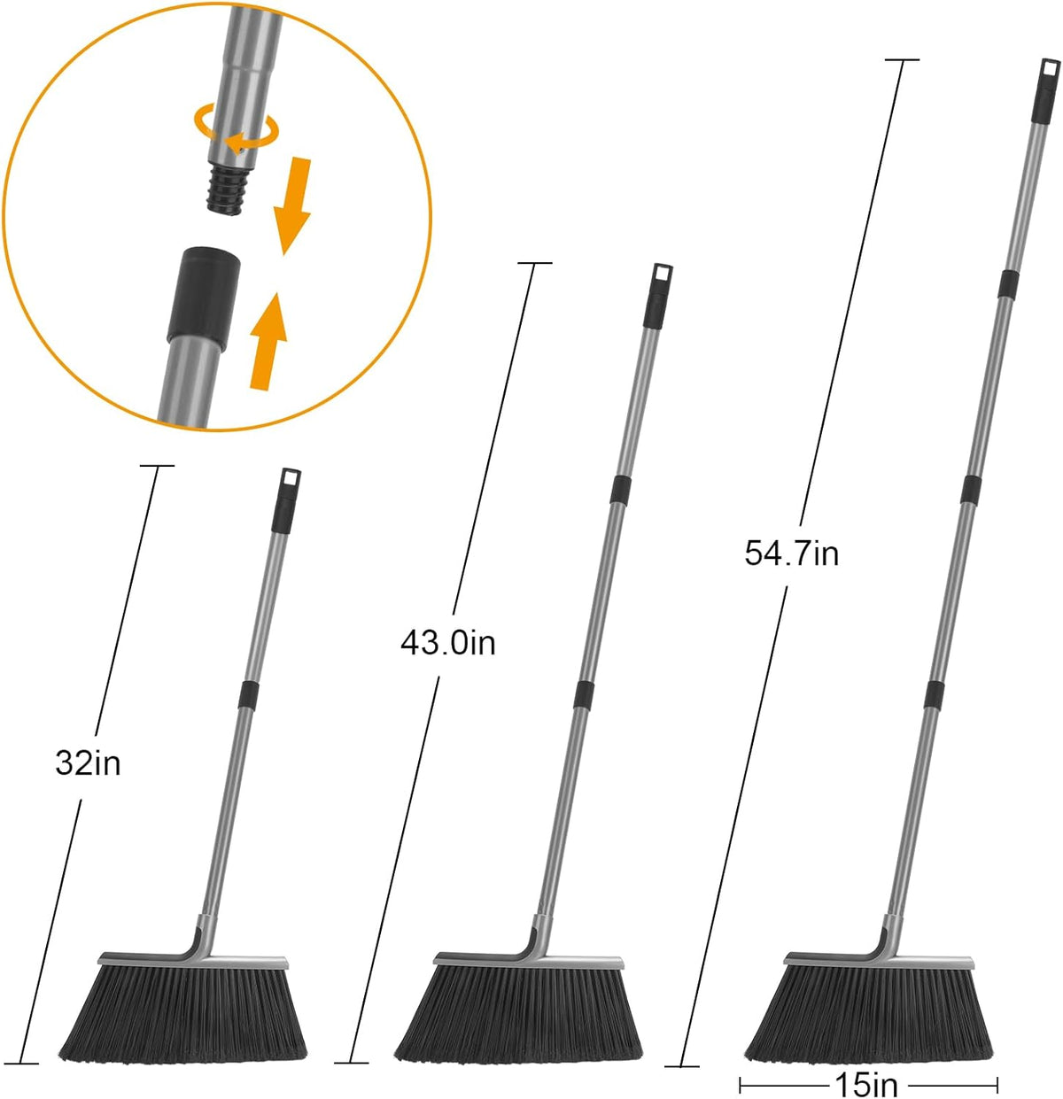 KeFanta 4 Packs Outdoor Broom Heavy Duty with 55" Long Handle, Commercial Brooms for Sweeping