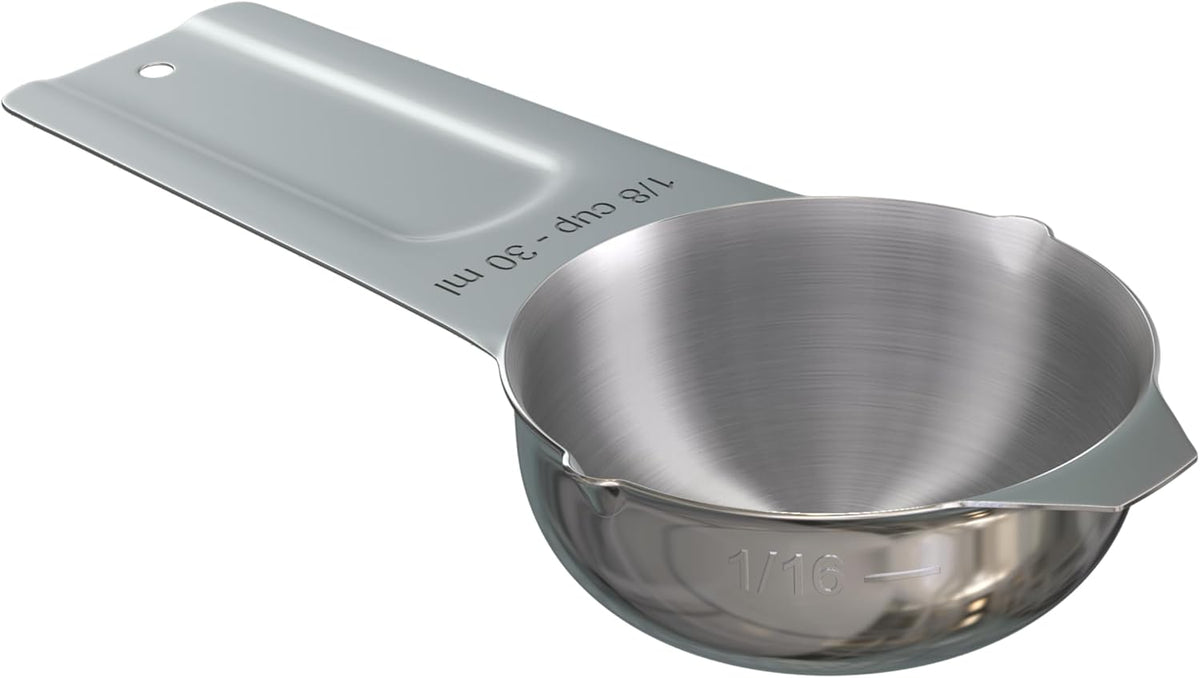 Color Up ⅛ Cup Measuring Cup (30 ml) – Premium Chrome Stainless Steel, Accurate for Wet & Dry