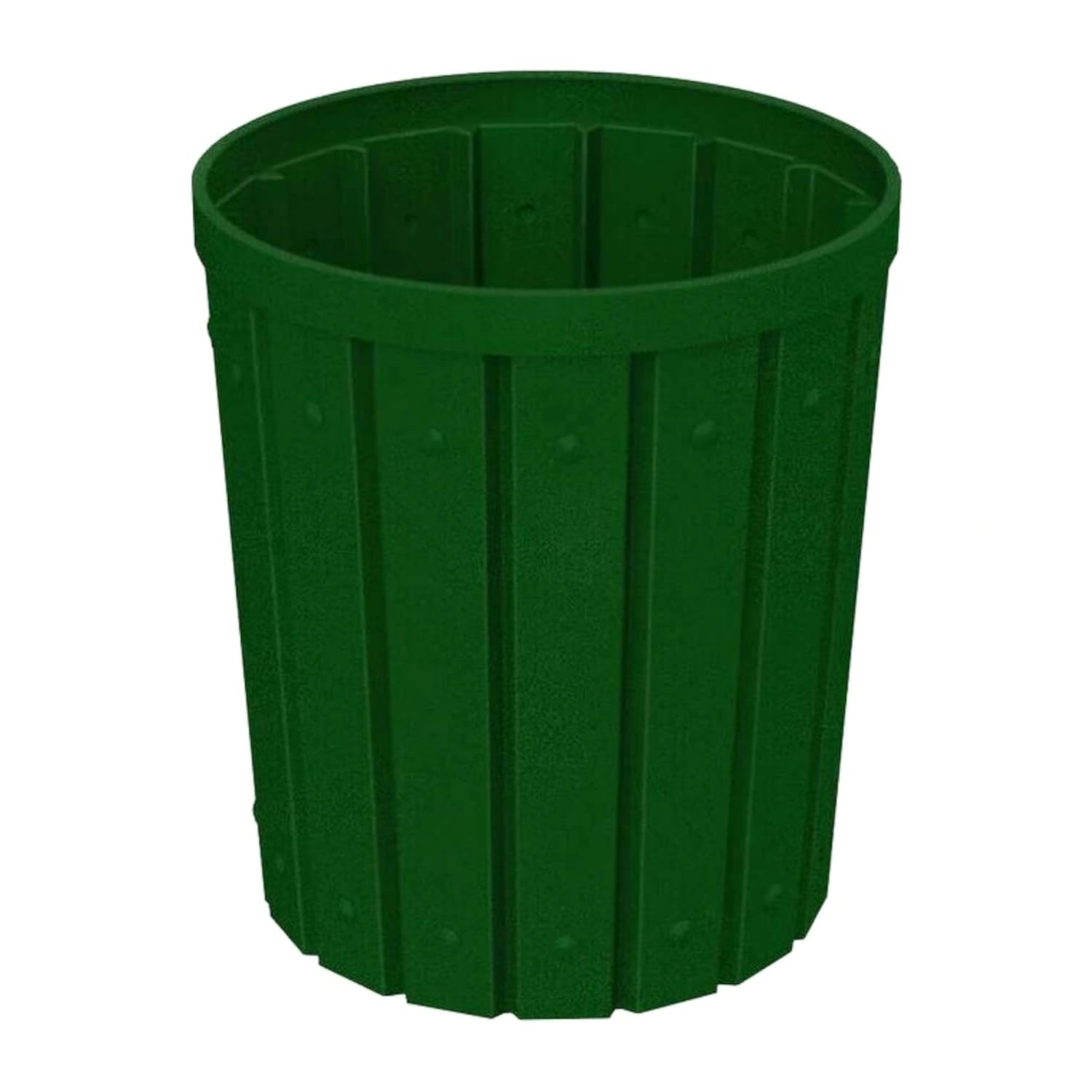 42 Gallon Slatted Circle 100% Recycled Plastic Commercial Outdoor and Indoor Trash Can with Push