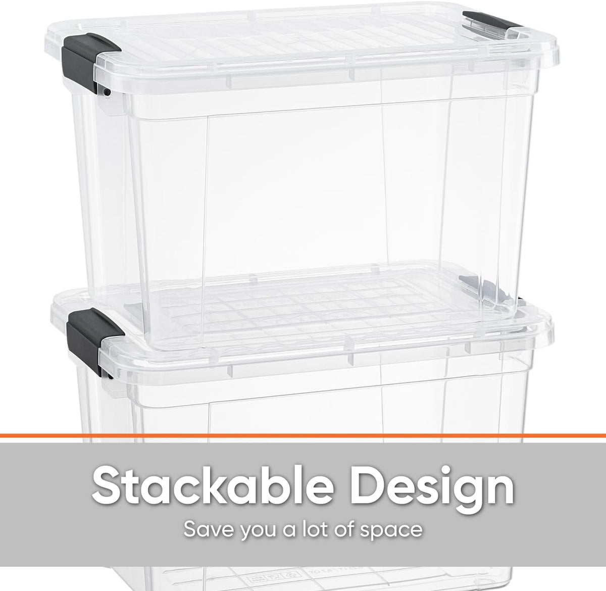 Superio Clear Storage Boxes with Lids, 26.5 Quart Plastic Container Bins for Organizing, Stackable