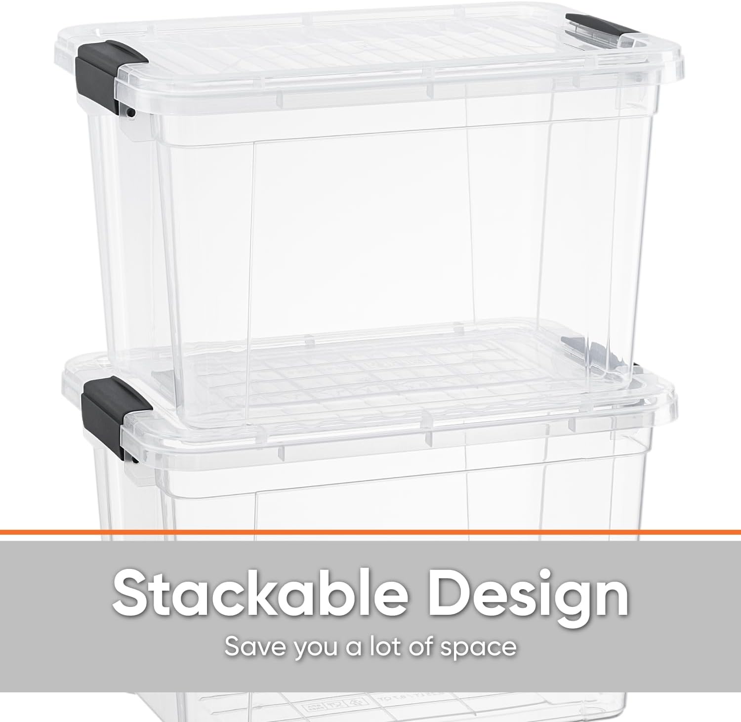 Superio Clear Storage Boxes with Lids, 26.5 Quart Plastic Container Bins for Organizing, Stackable