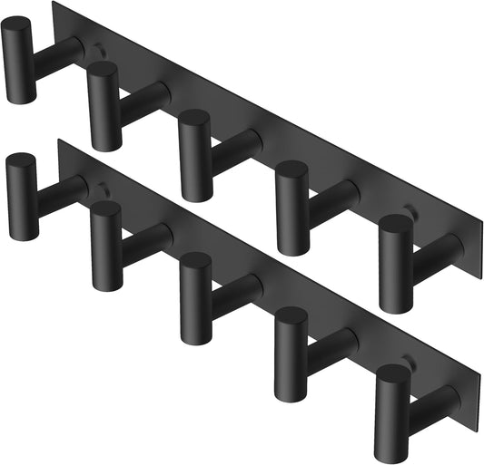 PMMASTO Coat Rack Wall Mounted, 5 "T Shaped Wall Hooks for Hanging, Heavy Duty Stainless Steel Coat