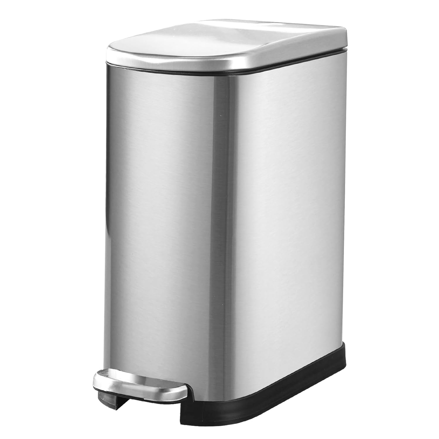 Bathroom Trash Can with Soft-Close Lid 3.5 Gallon Stainless Steel Garbage Can with Removable Inner