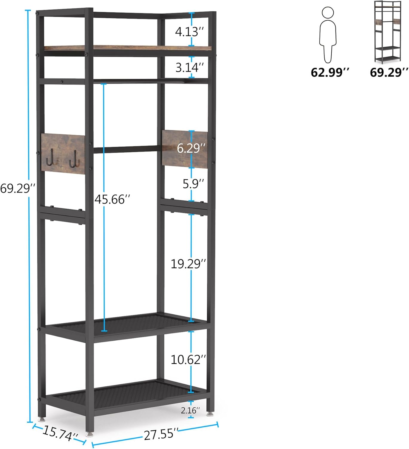 Tribesigns Small Heavy Duty Clothes Rack with Shelf and Hanging Rod, Freestanding Closet Organizer