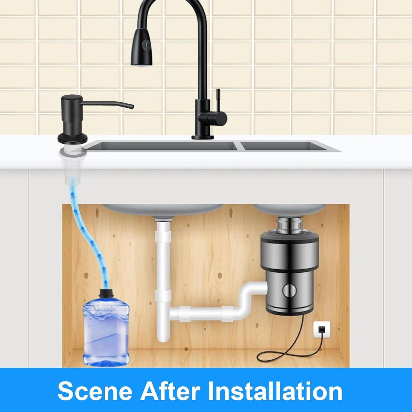 Soap Dispenser Kitchen Sink, Sink Soap Dispenser, 47" Extension Tube kit, Dish Soap Dispenser Pump