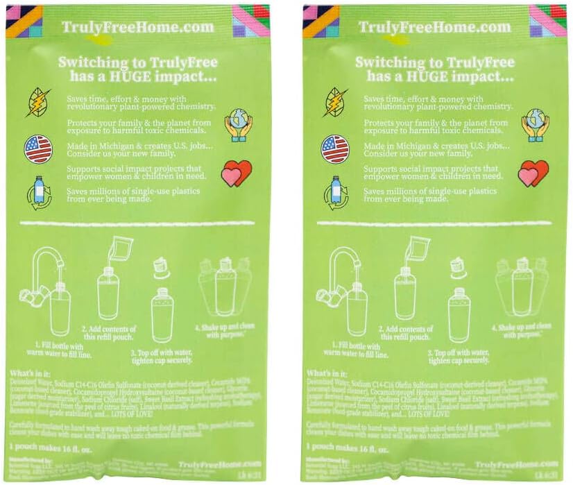 Truly Free Natural Concentrated Dish Detergent Dishwashing Liquid | Plant-Based Dish Soap | Sweet