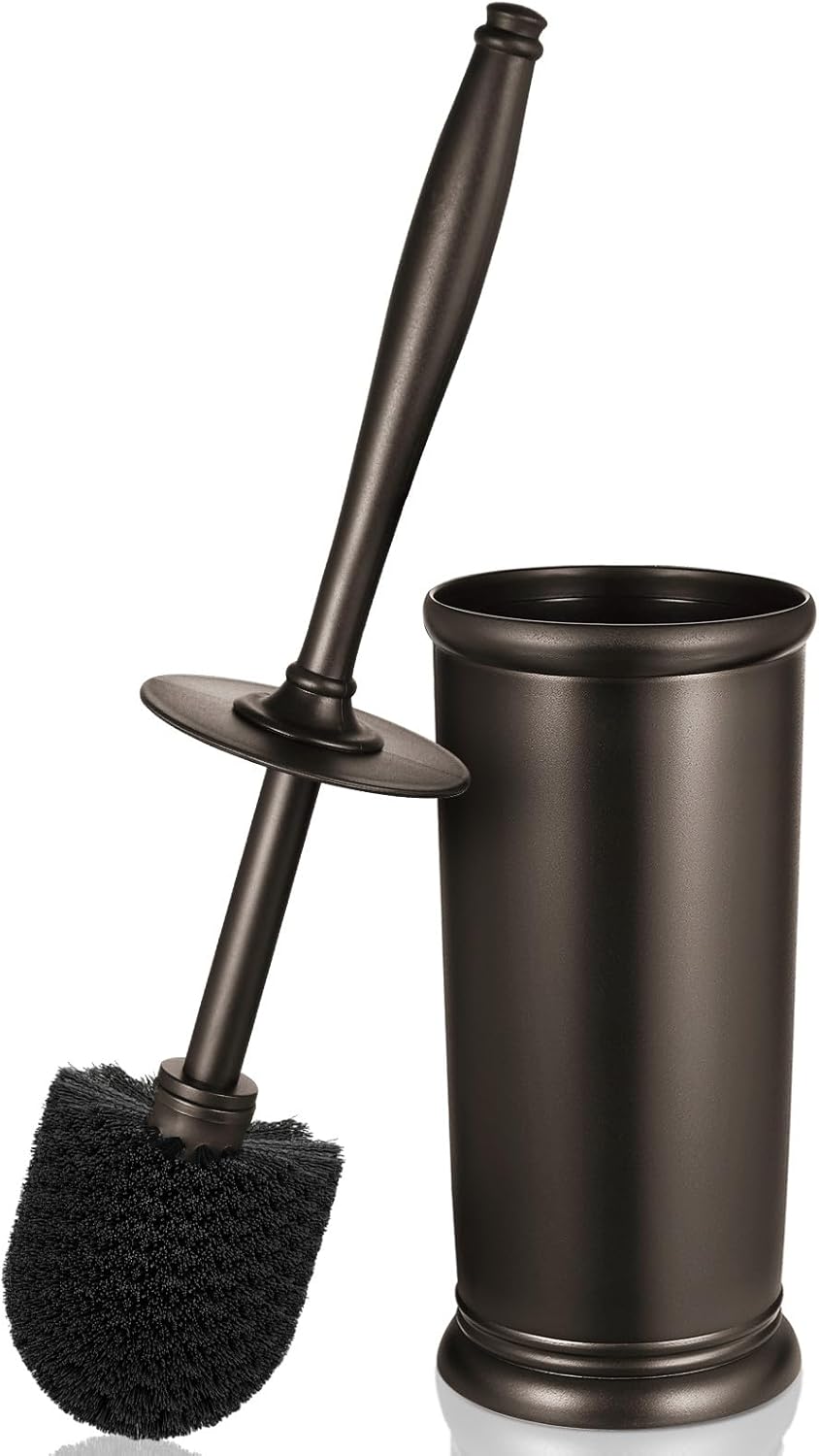 Toilet Bowl Brush Holder Set: Bathroom Deep Cleaning Toilet Scrubber Rim Cleaner with Caddy for