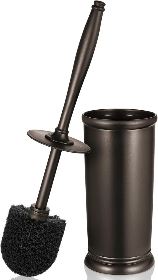 Toilet Bowl Brush Holder Set: Bathroom Deep Cleaning Toilet Scrubber Rim Cleaner with Caddy for