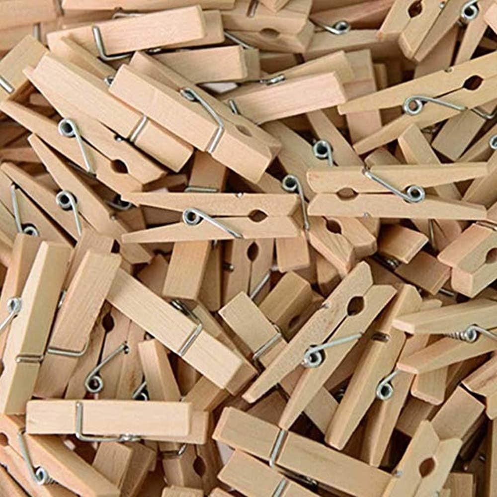 50pcs Small Wood Clothes Pins Pegs Strong Hangers Picture Display Art Craft Clip Clamps Party