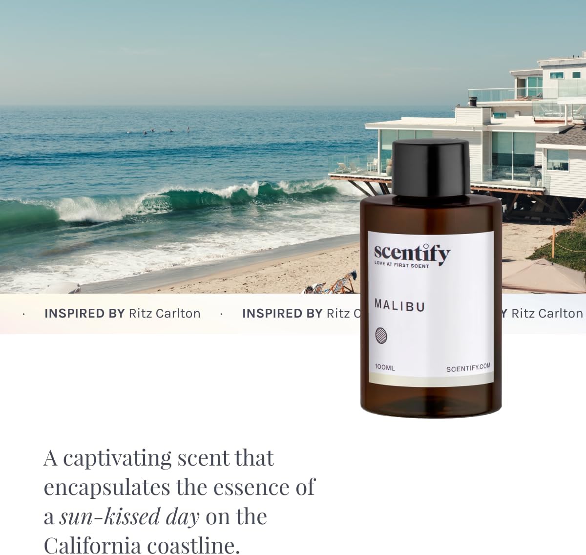 Scentify Malibu Aroma Oil Refill Scent for Oil Diffusers - Lemon, White Tea, Thyme, Cedar, Musk