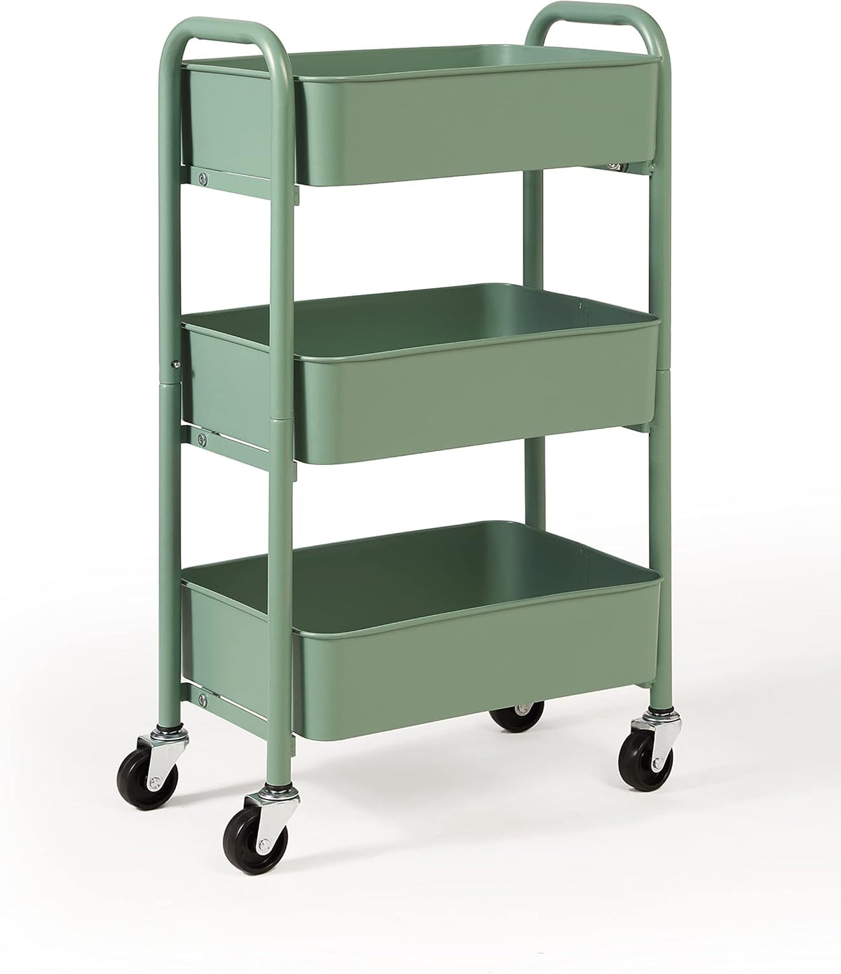 SunnyPoint 3-Tier Delicate Compact Rolling Metal Storage Organizer - Mobile Utility Cart