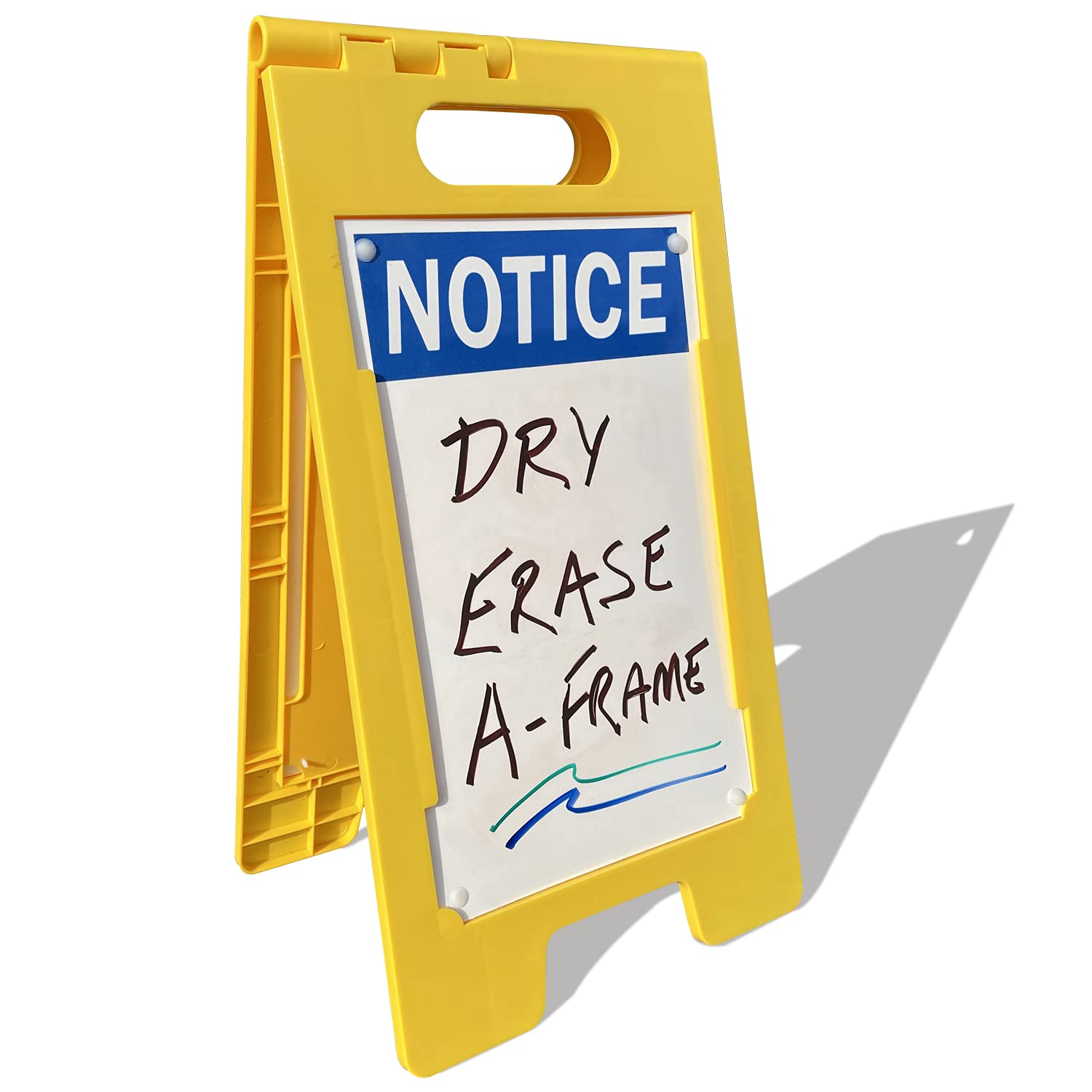 SmartSign 25 x 12 inch “Notice” Write-On Two-Sided Folding Floor Sign, Dry Erase, Digitally Printed