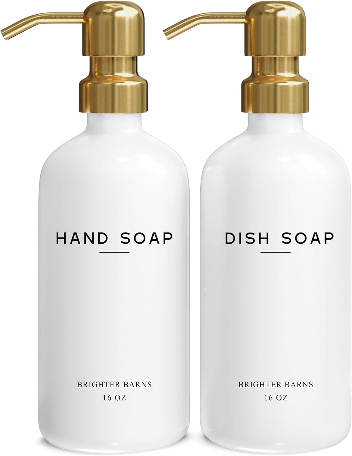 Luxury Glass Hand and Dish Soap Dispenser Set by Brighter Barns - Kitchen Soap Dispenser Set &