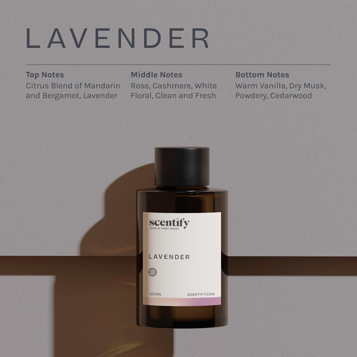 Scentify Lavender Musk Aroma Oil Refill Scent for Oil Diffusers - Bergamot, Vanilla, Cedarwood