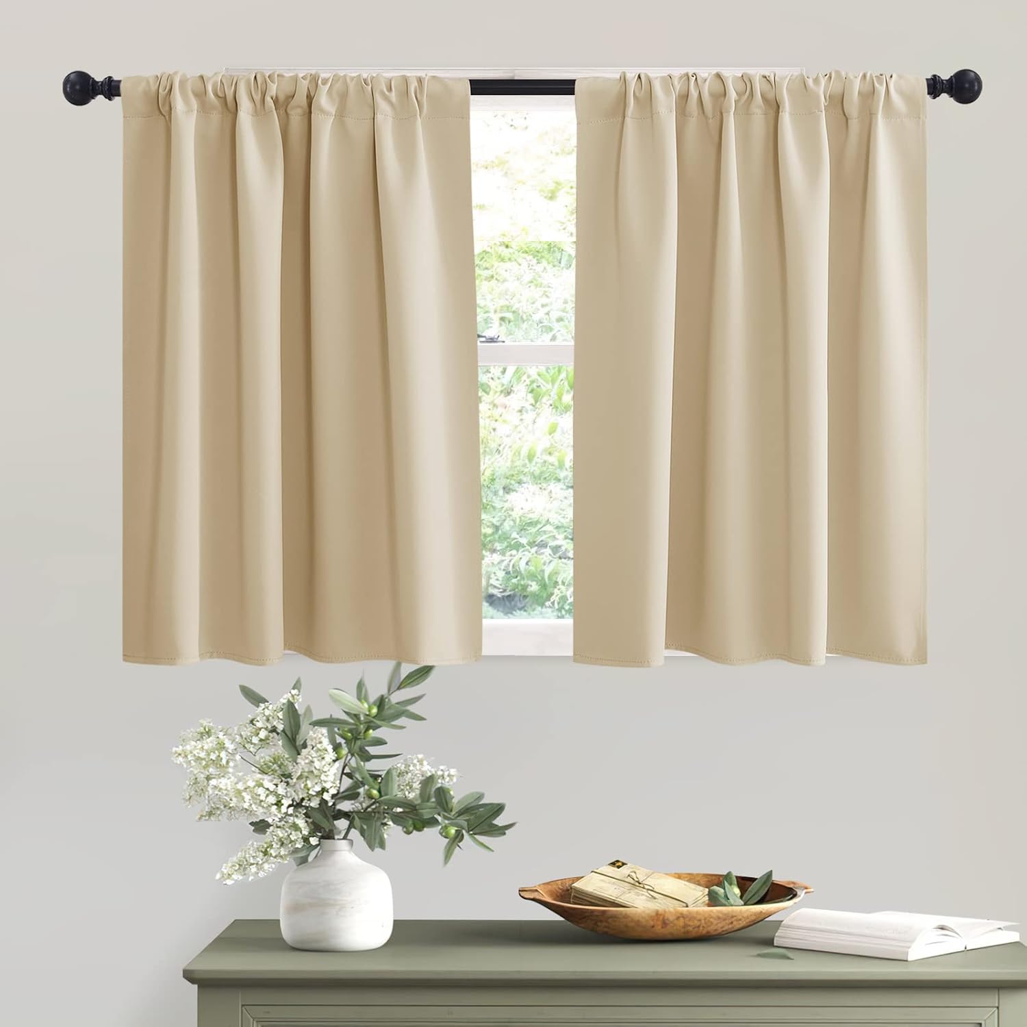 RYB HOME Thermal Insulated Curtains Blackout Small Window Drapes Light Block Privacy for Bathroom