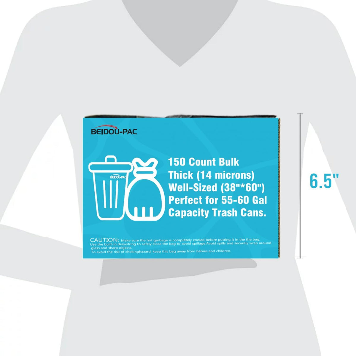 55-60 Gallon Trash Bags, 150 Count Bulk, Heavy Duty Clear Plastic Recycling Garbage Bags