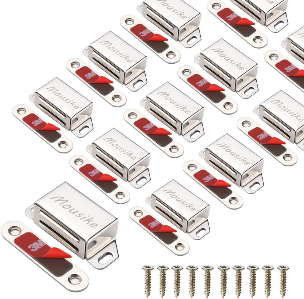 Mousike Cabinet Magnets 30lb Stainless Steel Magnetic Door Catch with Strong Magnetic for Kitchen
