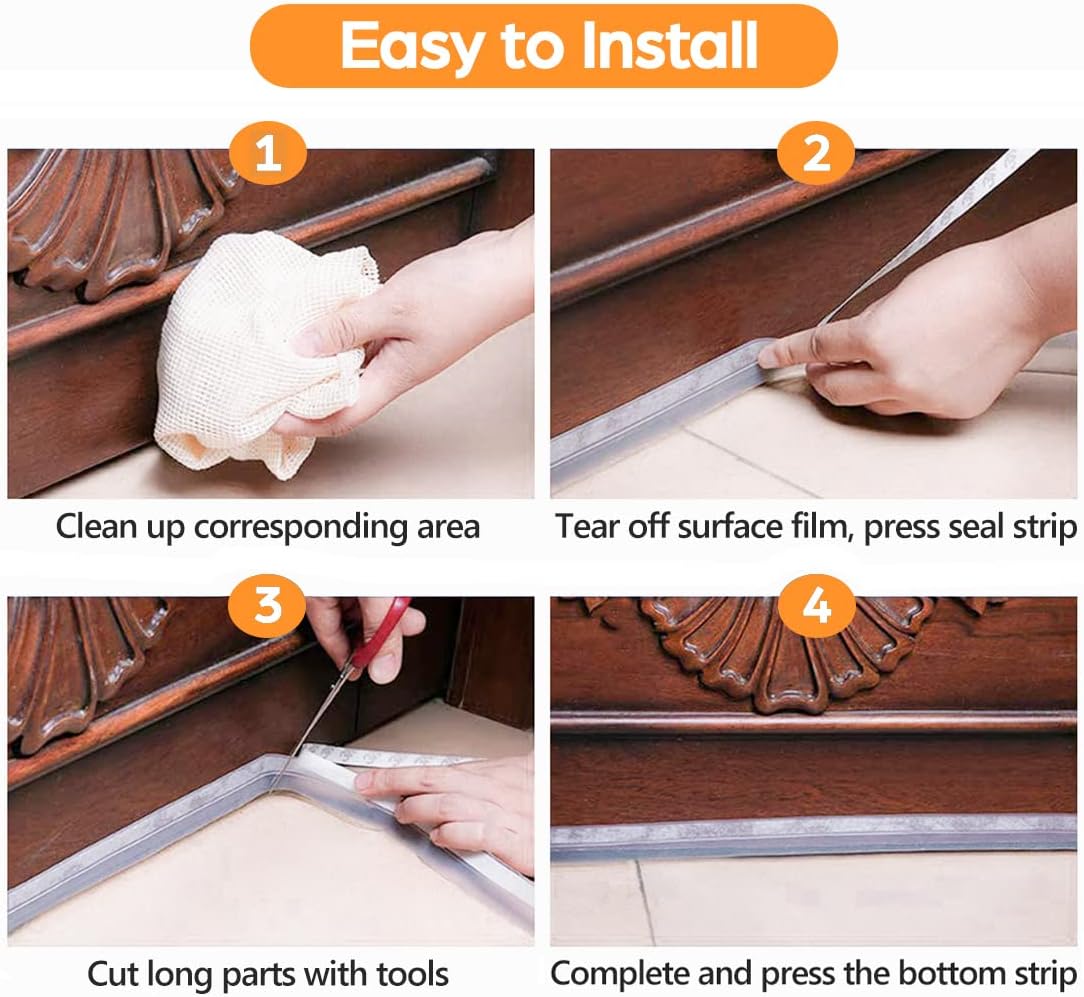 28.9 Ft Weather Stripping Door Seal Strip Tape,Silicone Door Draft Stopper,Self Adhesive Shower