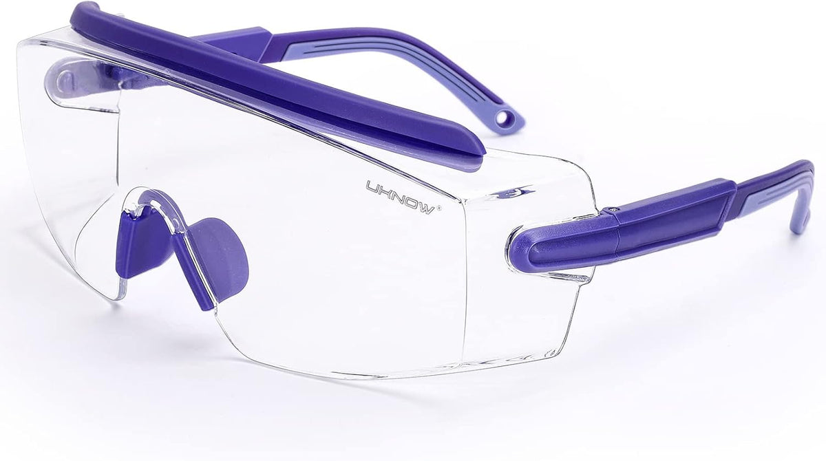 UKNOW Safety Goggles Over Glasses, Safety Glasses Anti Fog Wraparound Eye Protection, Protective