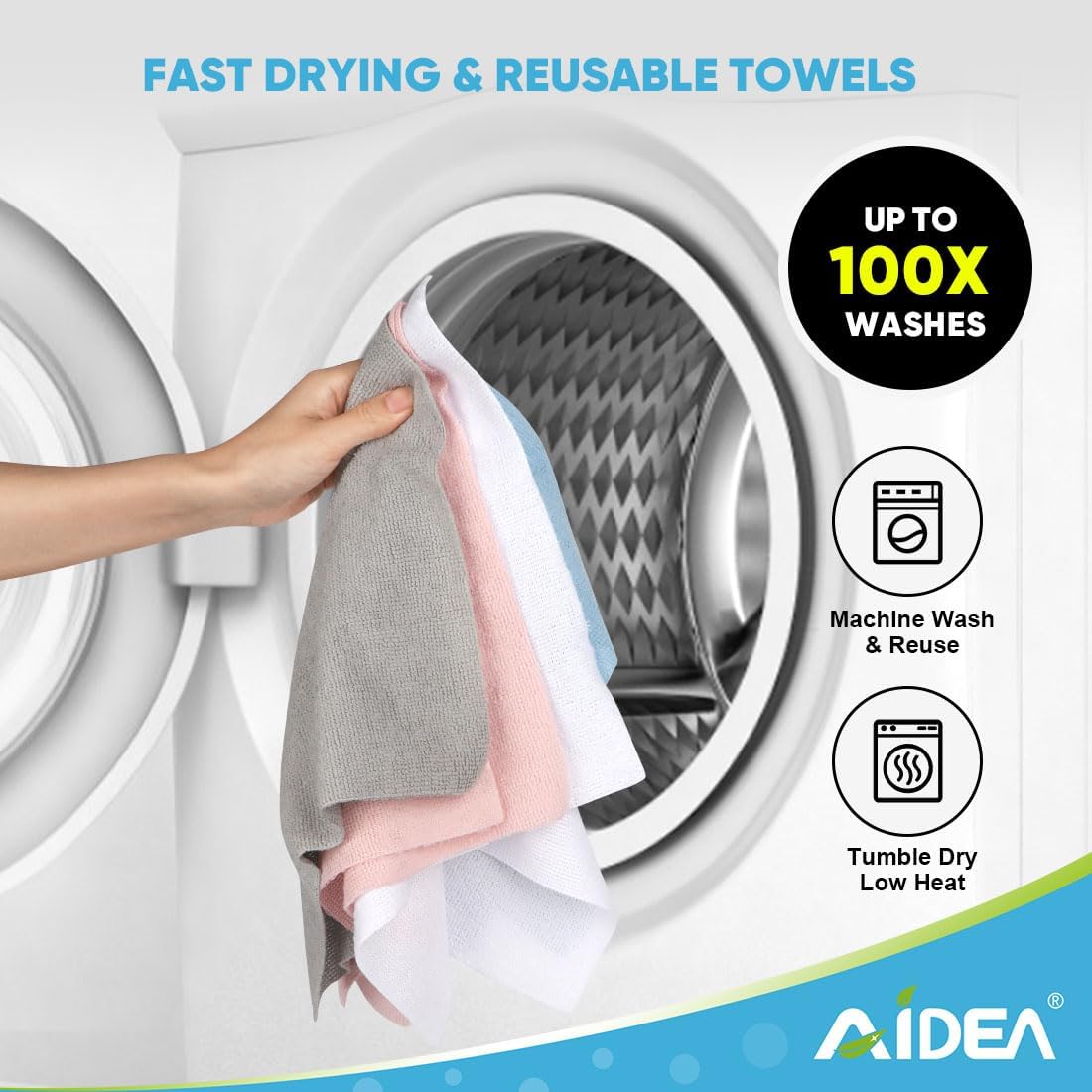 AIDEA Microfiber Cleaning Cloth Roll, Grey 75PK, Reusable Paper Towels Tear Away Cloth, Microfiber
