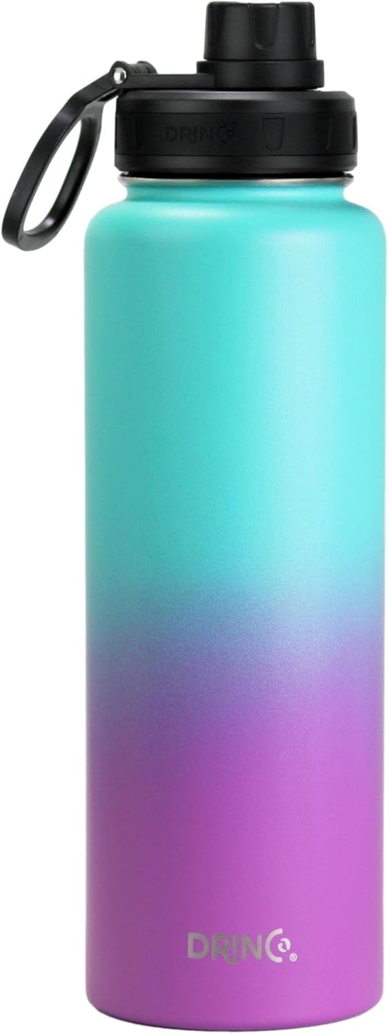 DRINCO Stainless Steel Water Bottle Spout Lid Vacuum Insulated Double Wall Water Bottle Wide Mouth