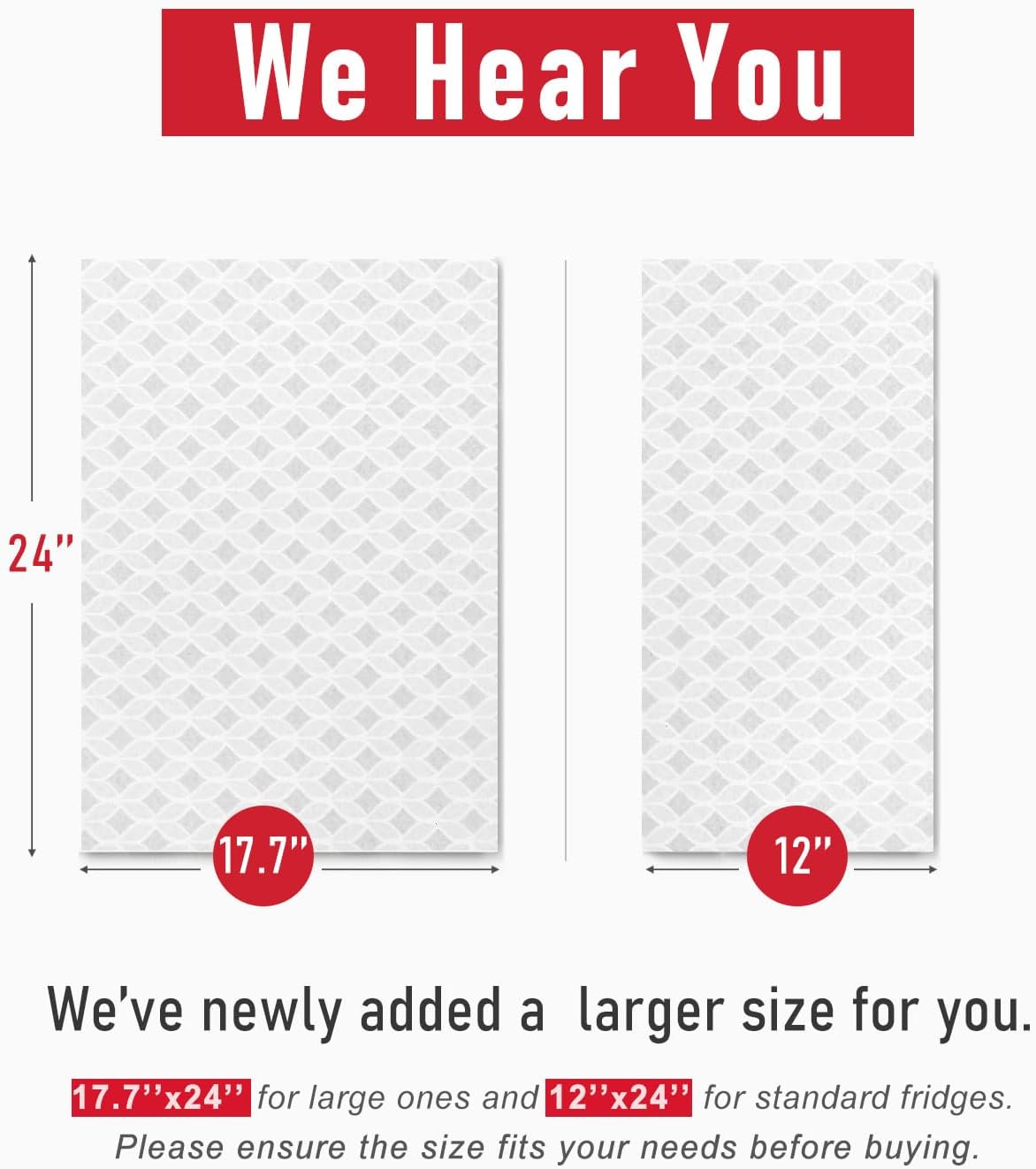 Cooyes Refrigerator Liners, Non-Slip Fridge Liners Washable, Absorbent Refrigerator Shelf Liner for