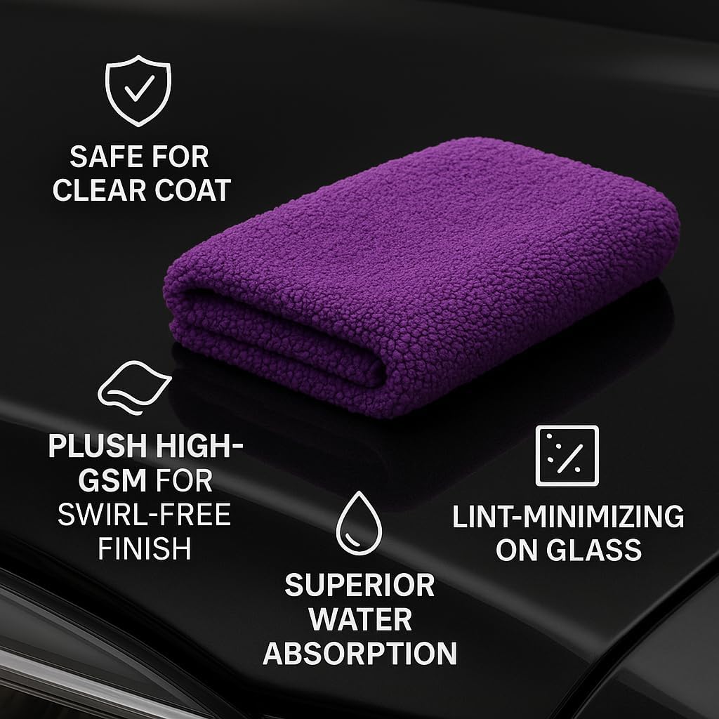 Paks - Edgeless Microfiber Towels 4-Pack - Car Detailing Wash Cloths for Cleaning - 16x16 Car