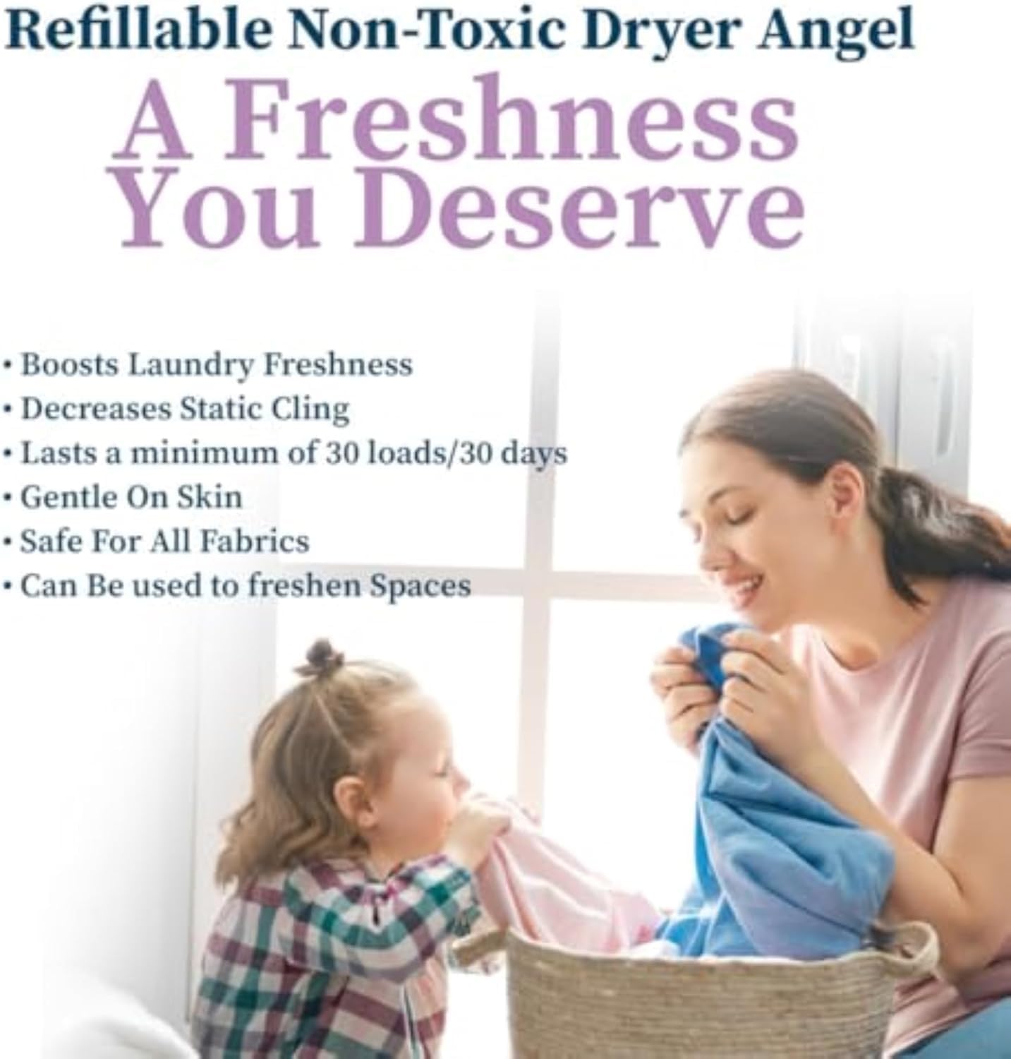 Truly Free Dryer Angel - Natural Dryer Sheet Alternative, Non-Toxic Reusable Fabric Softener Sheets