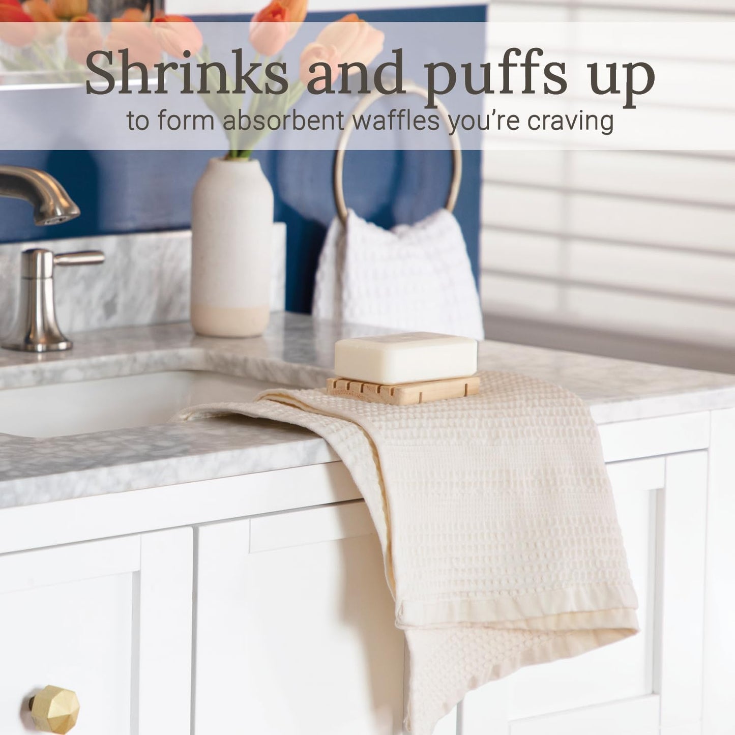 GILDEN TREE Waffle Hand Towels for Bathroom Quick Dry Towel Super Absorbent Thin 100% Cotton Hand