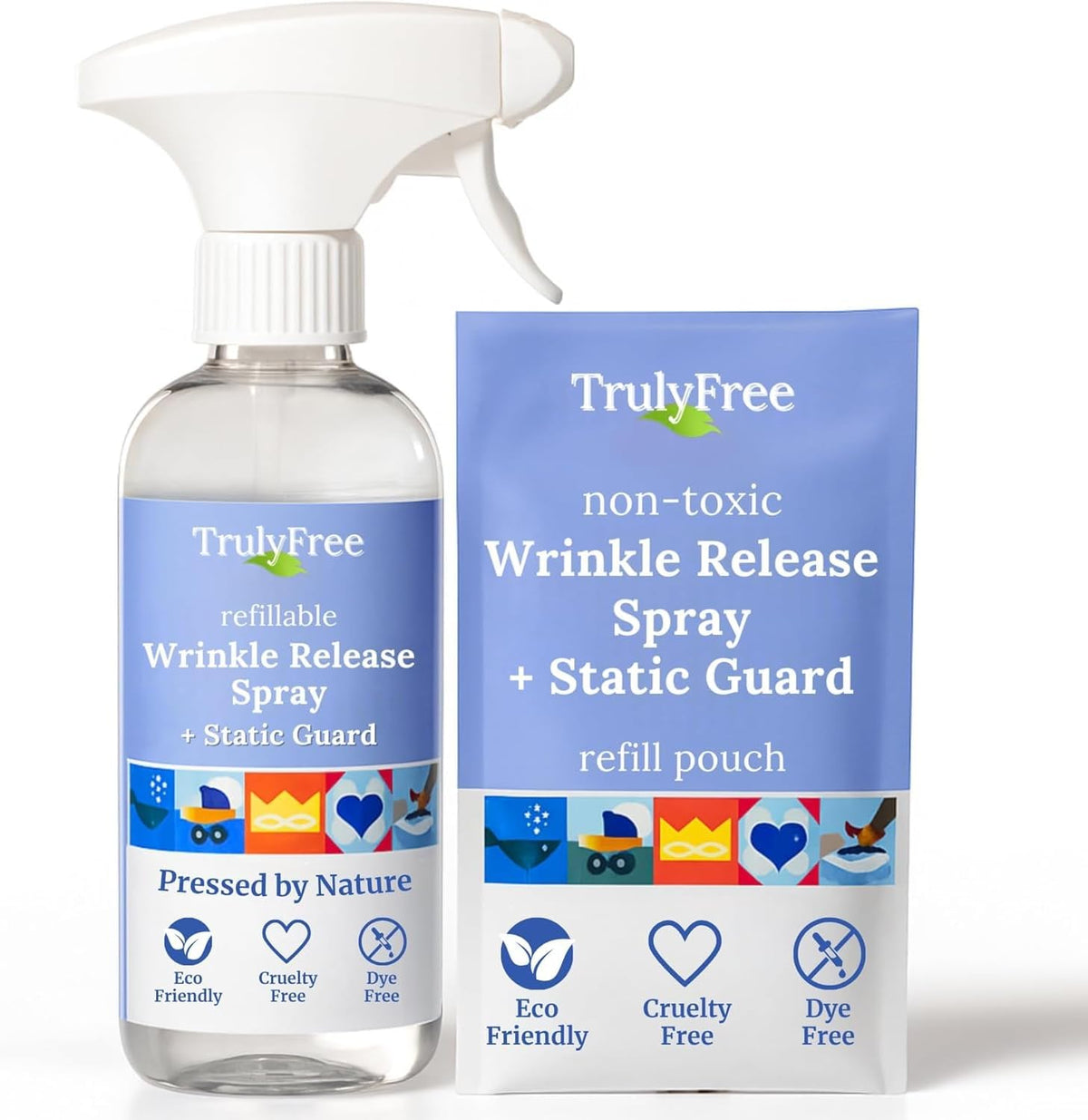Truly Free Wrinkle & Static Releaser - Wrinkle Release for Clothes, Linen, & Sheet Fabrics - Static
