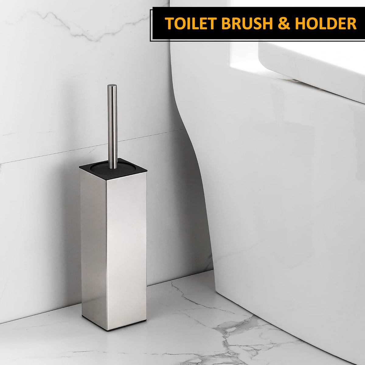 BGL Toilet Brush Holder Freestanding,Brushed Nickel,304 Stainless Steel,SUS304 Toilet Bowl Brush