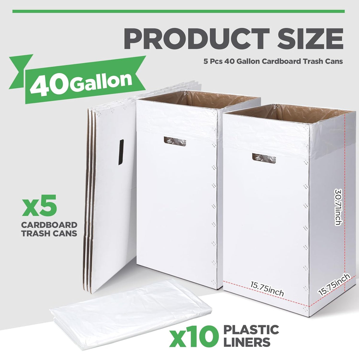 Tioncy 5 Pcs Cardboard Trash Cans Disposable and Reusable Corrugated Cardboard Trash Cans Recycling