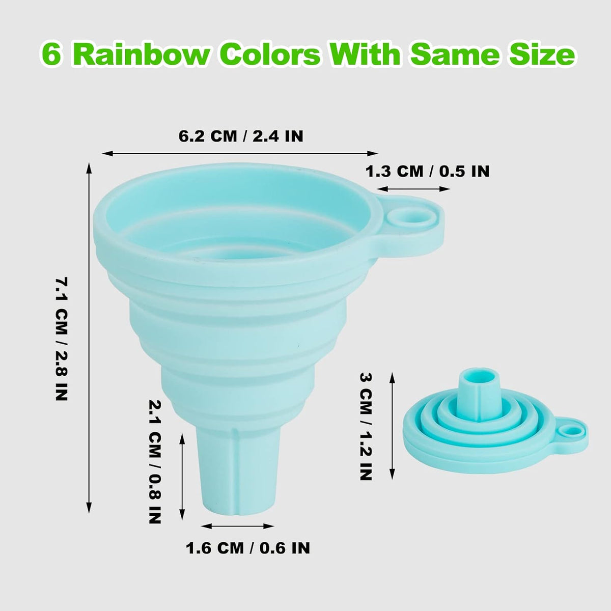 Kitchen Funnel Set 7 Pack, Collapsible Silicone Funnel for Filling Bottles, Beverage, Lab, Oil
