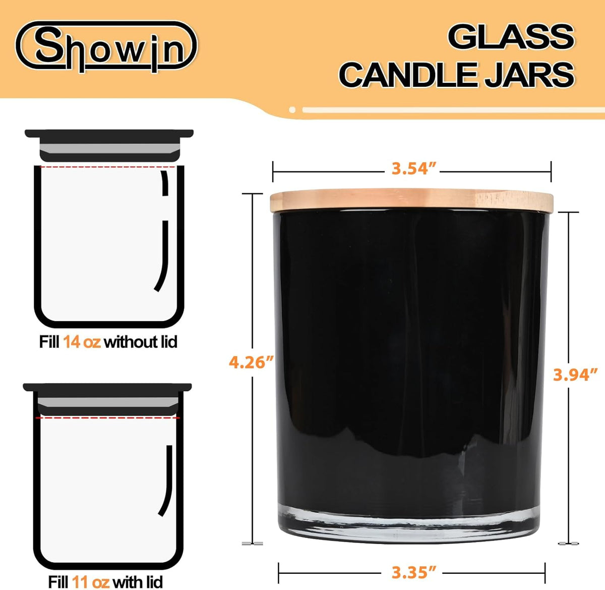 Thick Candle Jars for Making Candles 12 Pcs, 14 OZ Empty Jars with Wood Lids for Candle Making