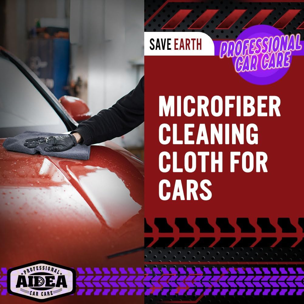 AIDEA Microfiber Cleaning Cloth Grey 50PK, Microfiber Towels for Cars, Premium Car Cloths, Dusting
