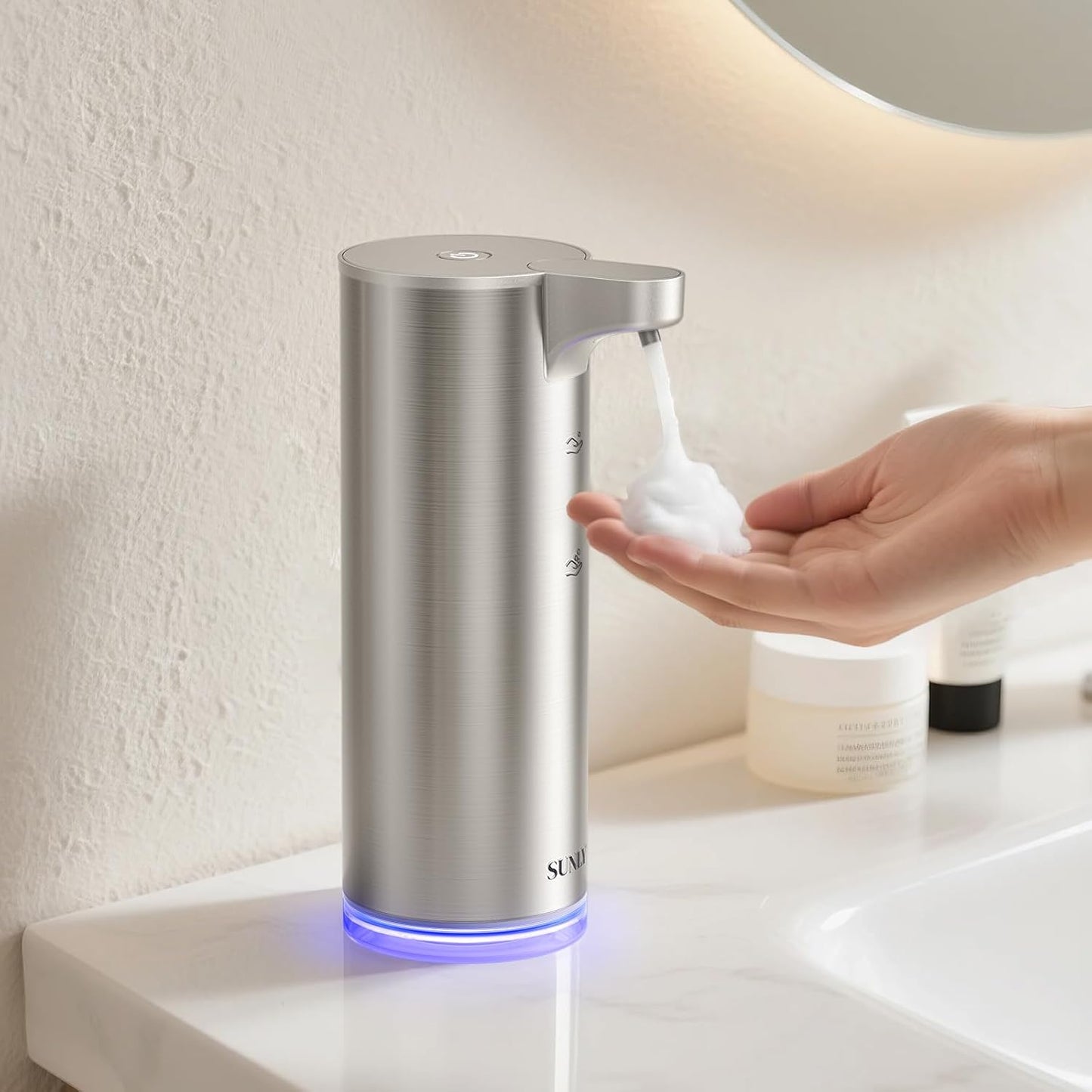 SUNLY Automatic Foam Soap Dispenser, 0.2s Fast Sensor, USB-C Rechargeable, Smudge-Resistant