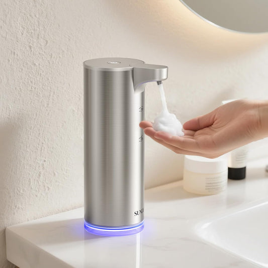 SUNLY Automatic Foam Soap Dispenser, 0.2s Fast Sensor, USB-C Rechargeable, Smudge-Resistant