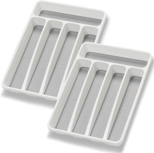 Silverware Organizer 2 Pieces Utenisl Organizer Holder Kitchen Drawer Organizer Plastic Silverware