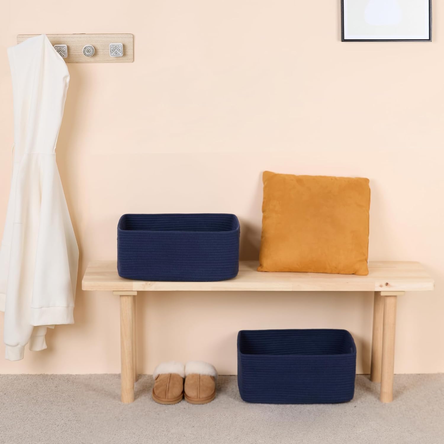 Large Storage Baskets for Organizing, Closet Shelf Baskets for Clothes Blanket Towels, Baby